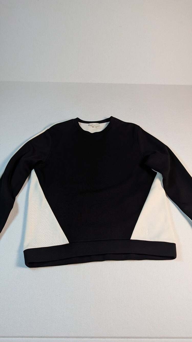 Ted Baker Black White Color Block Crewneck Sweatshirt Size 3